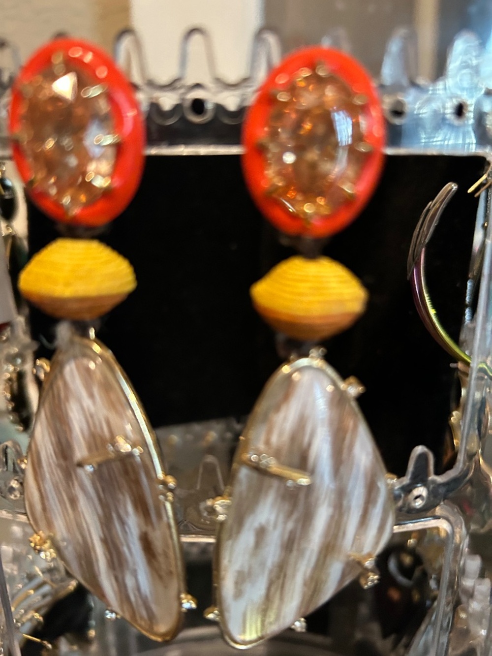 Alexis Bittal Bamboo Crystal Lucite Drop Earrings